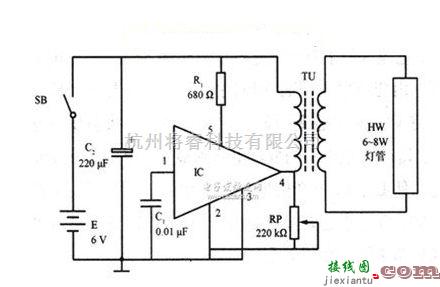 光电产生中的一款7W直流日光灯电路原理图  第1张