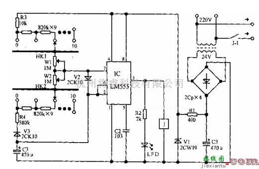 数字电路中的一款延时型的电器开停循环定时器电路图  第1张