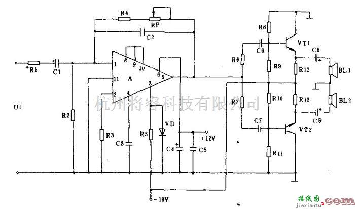 集成音频放大中的同相音频放大器原理图  第1张