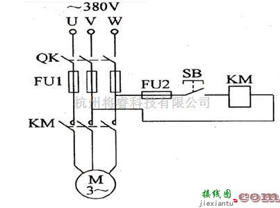 电动机中的三相异步电动机点动控制电路图  第1张