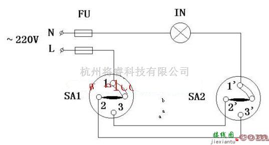 开关电路中的一款双联双控开关电路图  第1张