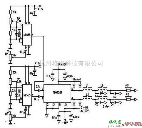 分立元件放大中的一款经典的分立元件功放电路图  第1张