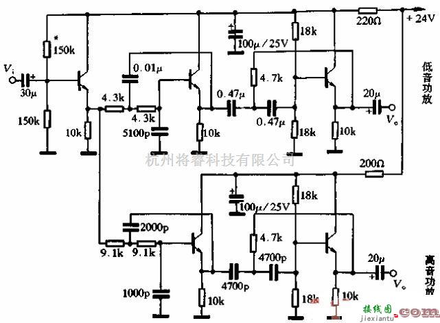 分立元件放大中的由晶体管构成的滤波器电路图  第1张