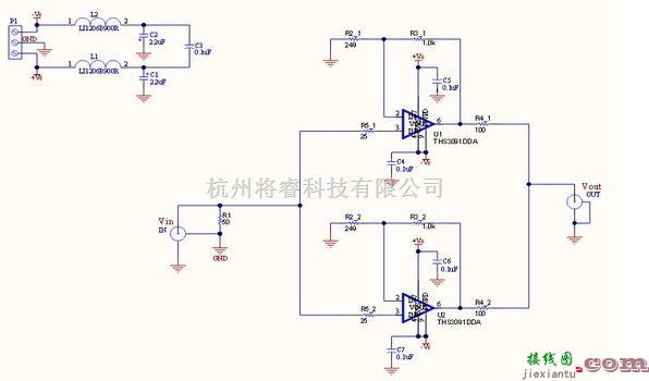 信号产生中的基于THS3091大信号应用参考设计电路图  第1张