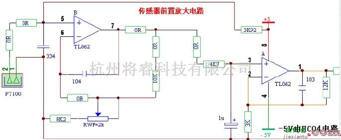 温度传感电路中的PT100温度传感器应用原理电路图  第1张