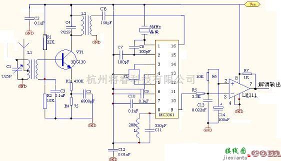 遥控接收中的由MC3361构成的接收解调参考电路  第1张