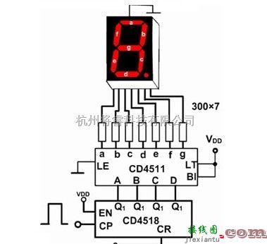 控制电路中的CD4511数码管驱动接线电路图  第1张