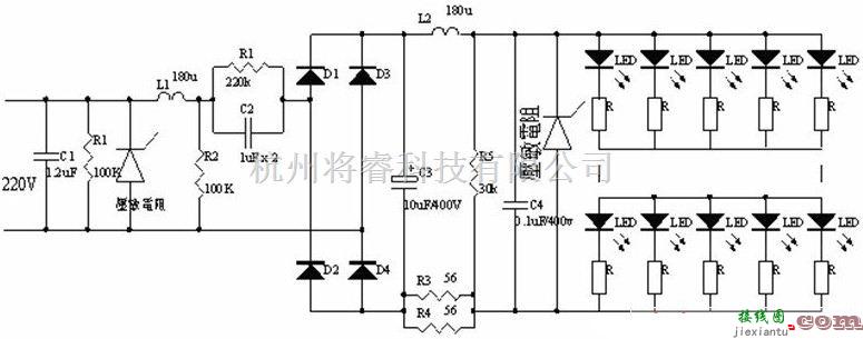 滤波器中的一款双重滤波器的电容降压驱动电路图  第1张