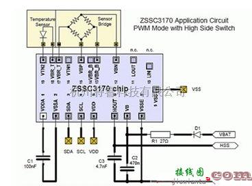 传感器电路中的一款ZSSC3170汽车传感器信号调理电路图  第1张