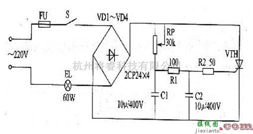 晶闸管控制中的晶闸管调光灯电路图  第1张