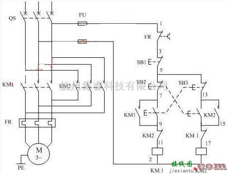 电机控制专区中的电动机正反转控制接线图（三）  第1张