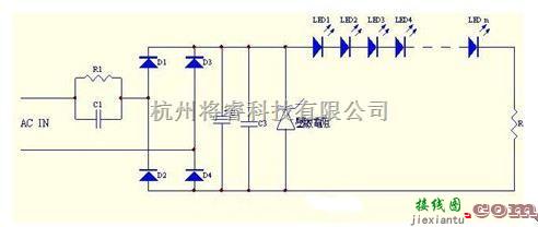 电源电路中的一款电容降压LED驱动电路图  第1张