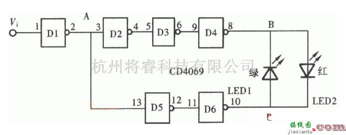 专用测量/显示电路中的简单易制发光型逻辑检测笔电路图  第1张