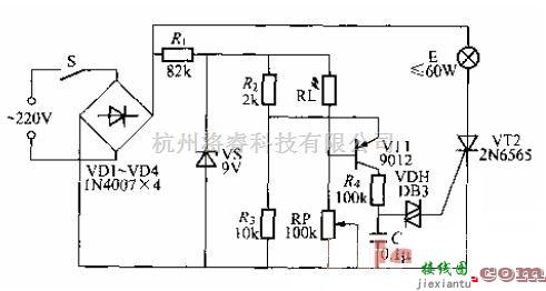 晶闸管控制中的一款新颖的晶闸管调光灯电路图  第1张