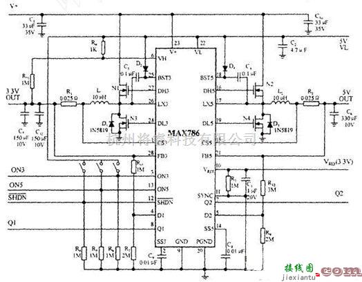 开关稳压电源中的高性能的笔记本电脑开关电源电路图  第2张