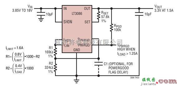 电源电路中的采用LT3086的负载电流监视电路图  第1张