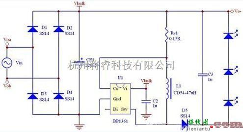 电源电路中的BP1361的B2（Buck-Boost）应用原理电路图  第1张