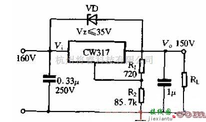 稳压电源中的一款高输出电压的稳压电源电路图  第1张