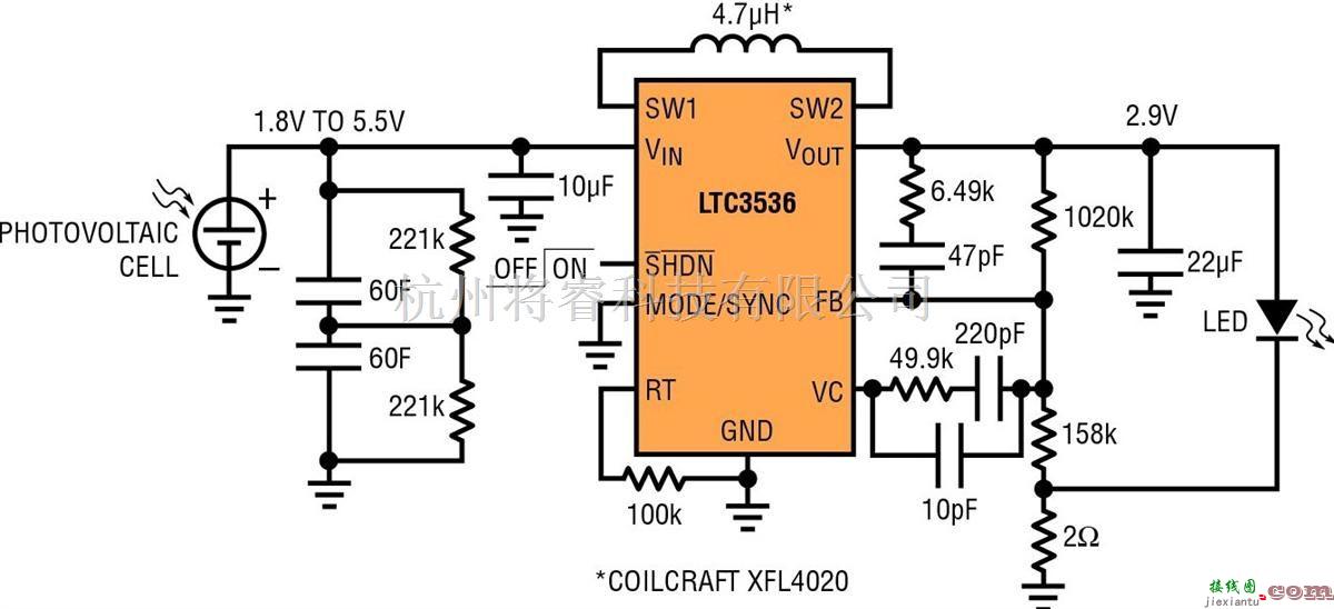 LED电路中的由太阳能电池供电的 LED 驱动器电路图  第1张