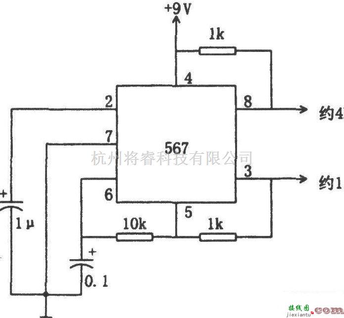 多谐振荡产生中的一种567构成的双频振荡电路图  第1张