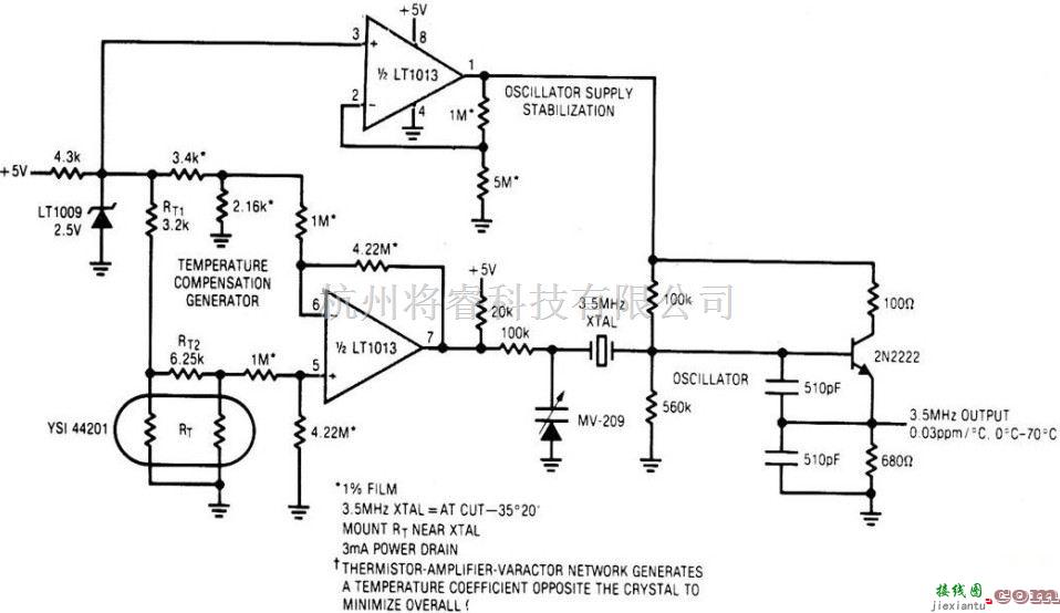 振荡电路中的温度补偿晶体振荡器电路图  第1张