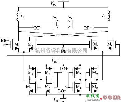 基础电路中的一种简单的上变频混频器电路图  第1张