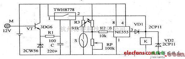 磁场、电场传感器中的人体感应台灯电路图  第1张