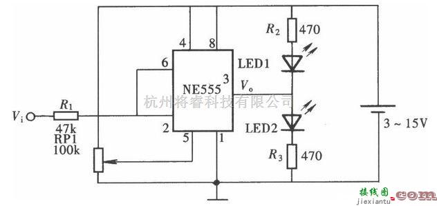 检测电路中的简易发光显示型逻辑笔电路  第1张