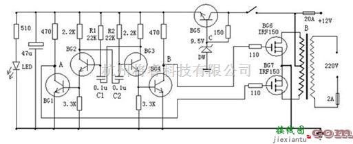 逆变电源中的一款简易的晶体管逆变器电路图  第1张