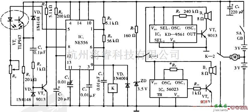 电动警车玩具原理电路图  第1张