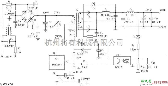 电源电路中的低噪声开关的电源原理电路图  第1张