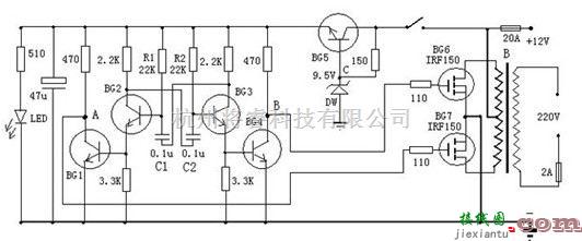 逆变电源中的简单易制的晶体管逆变器电路图  第1张