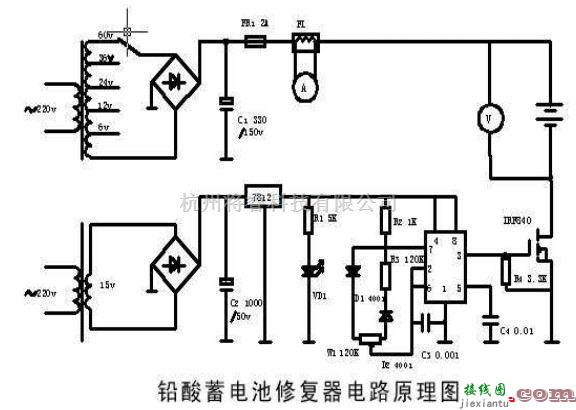 电源电路中的电动车蓄电池修复器原理图  第1张