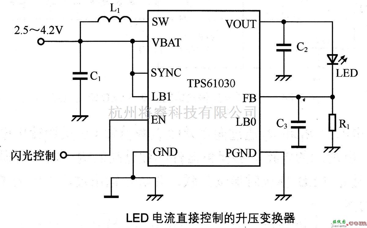 LED电路中的LED电流直接控制的升压变换器  第1张