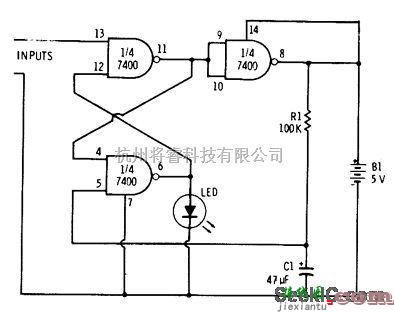 基础电路中的带常开LED的单稳电路  第1张