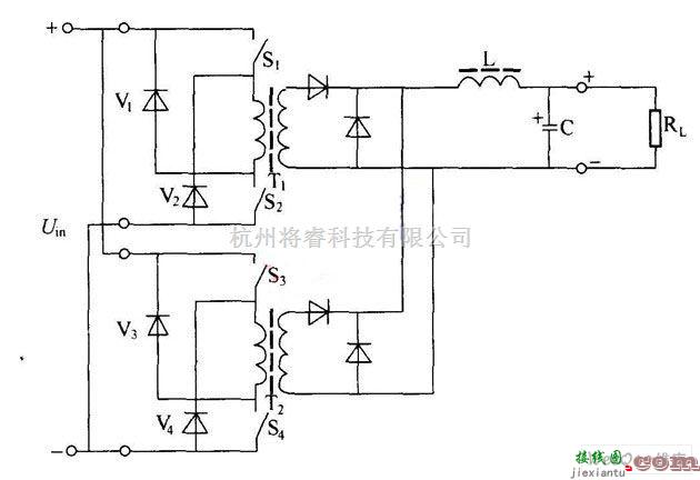 基础电路中的双正激式变换器原理图  第1张