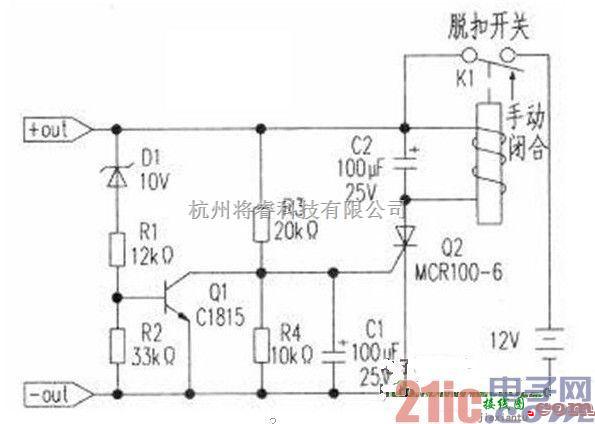 电源电路中的蓄电池过放电保护电路图  第1张