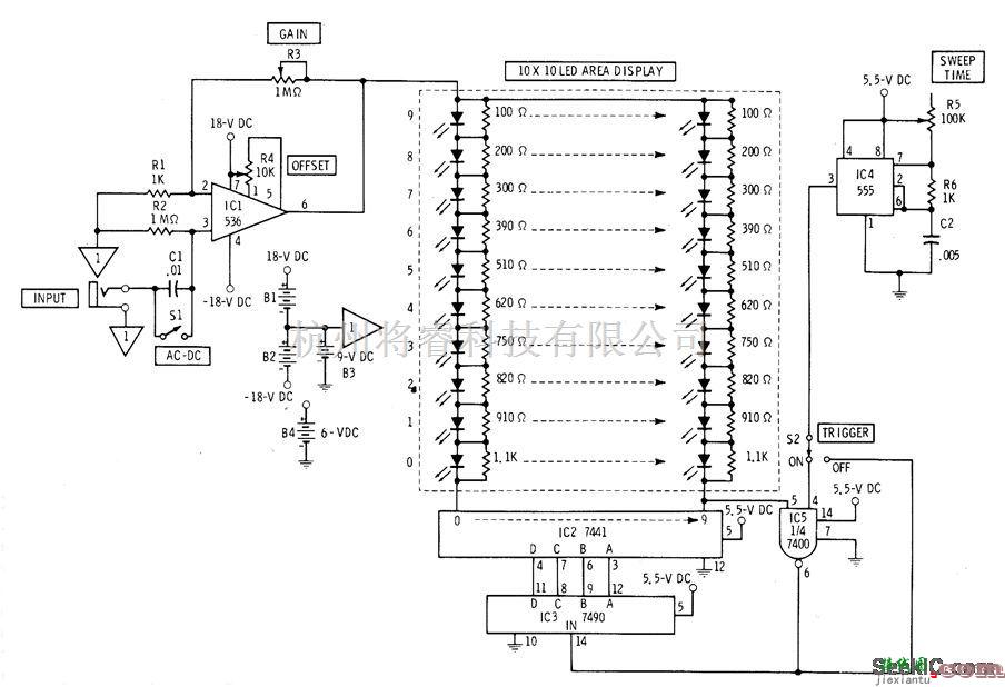 LED电路中的100个LED组成的固态示波器  第1张