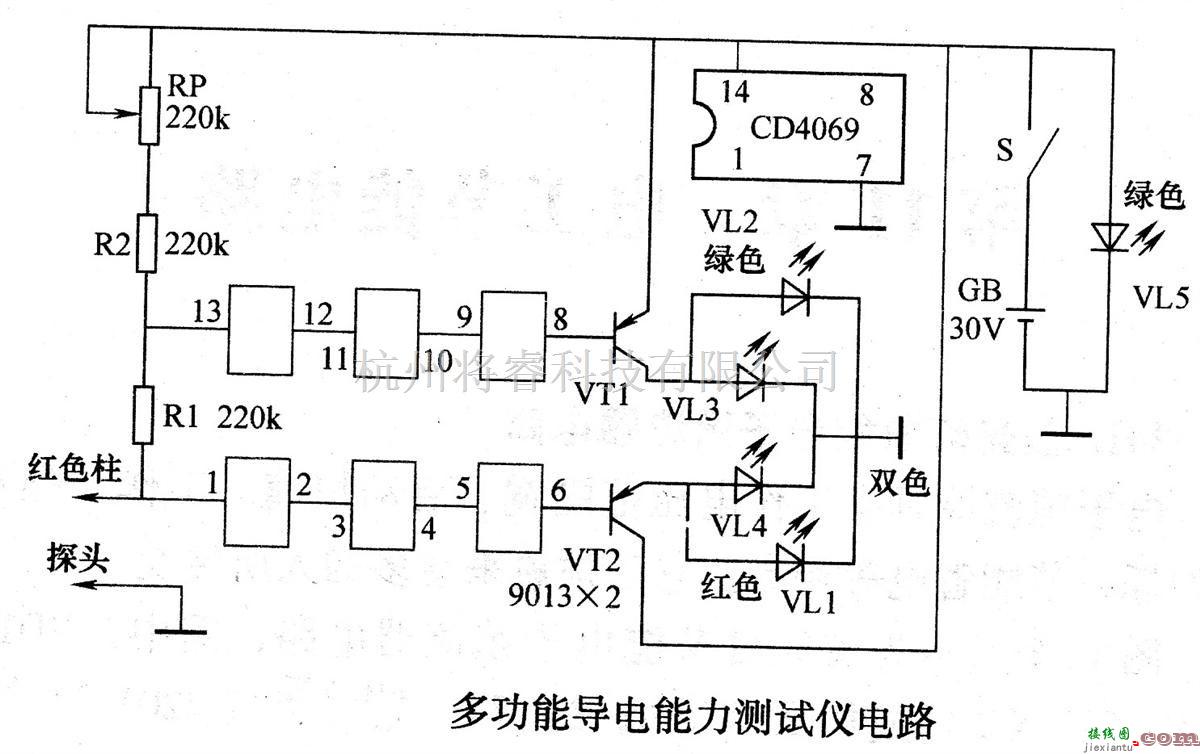 检测电路中的多功能导电能力测试仪电路  第1张