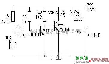 LED电路中的声控led灯电路图  第1张