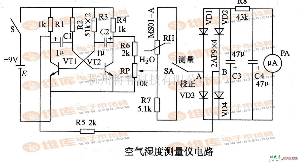 专用测量/显示电路中的空气湿度测量仪电路  第1张