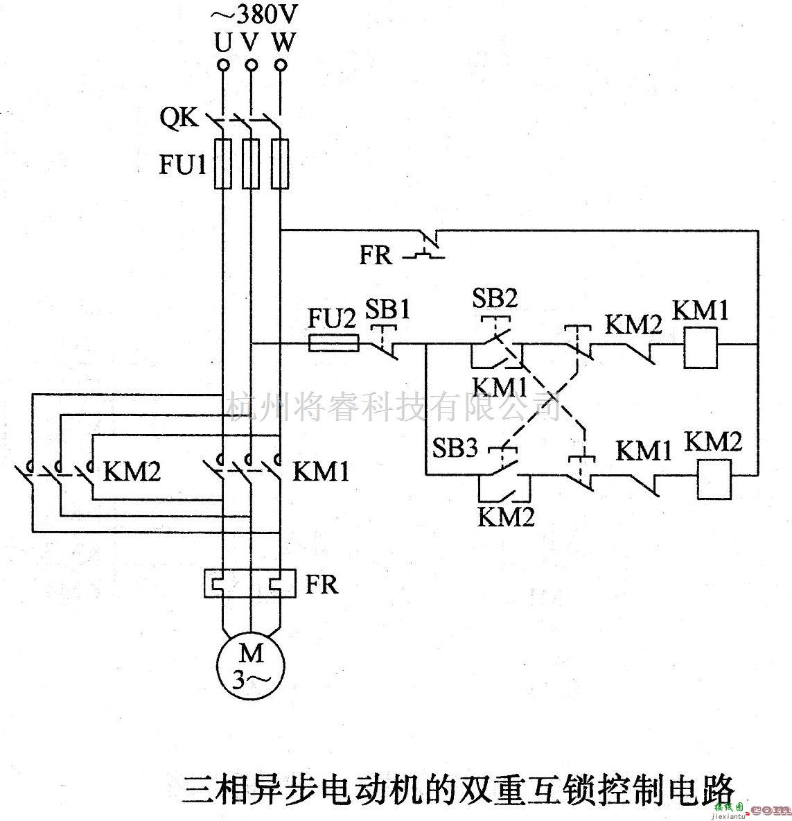 电机控制专区中的三相异步电动机的双重互锁控制电路  第1张