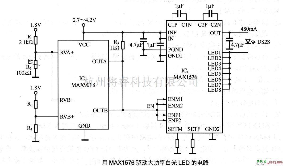 LED电路中的用MAX1578驱动大功率白光LED的电路  第1张