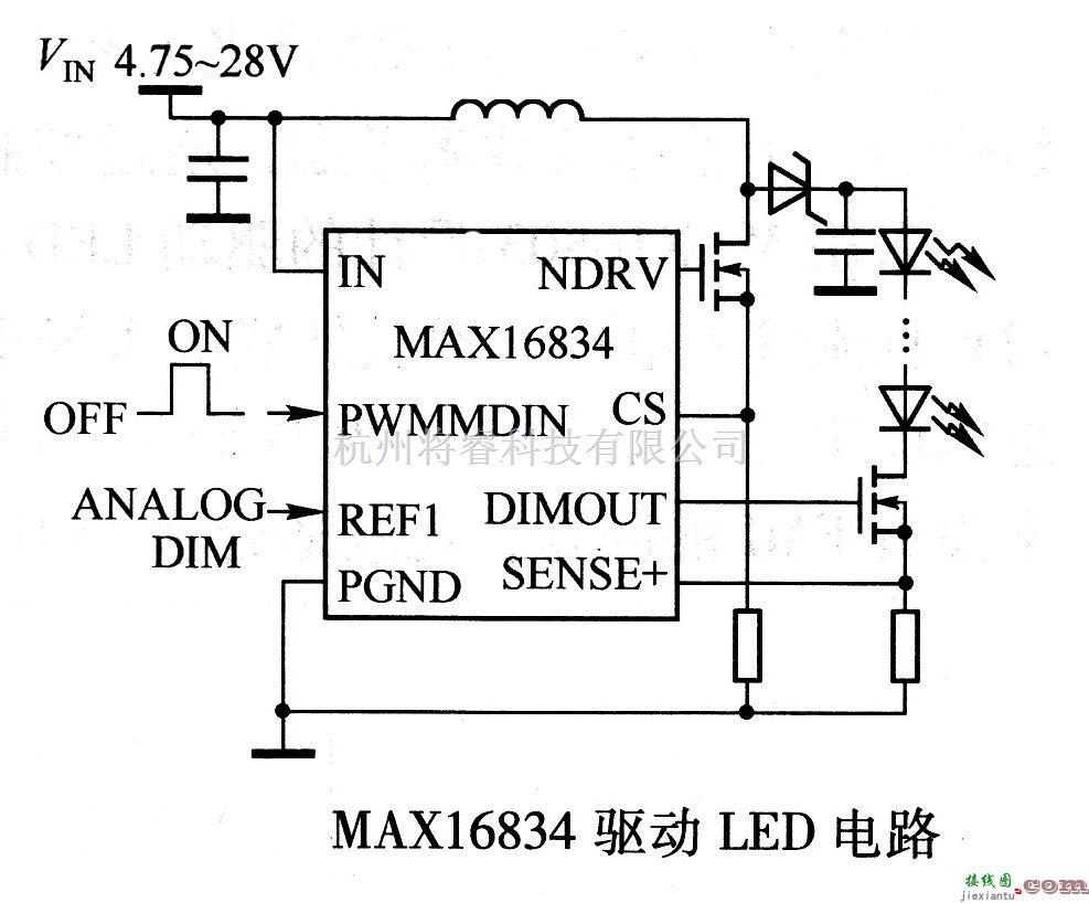 LED电路中的MAX16834驱动LED电路  第1张