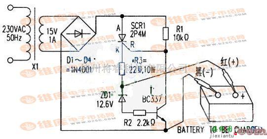 充电电路中的自动电池充电器电路图  第1张