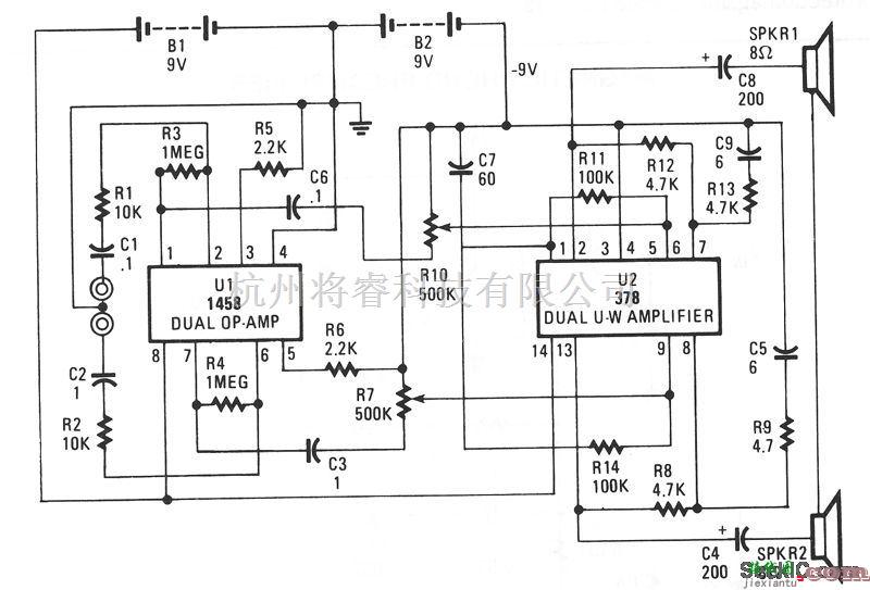 音频电路中的迷你音响电路  第1张