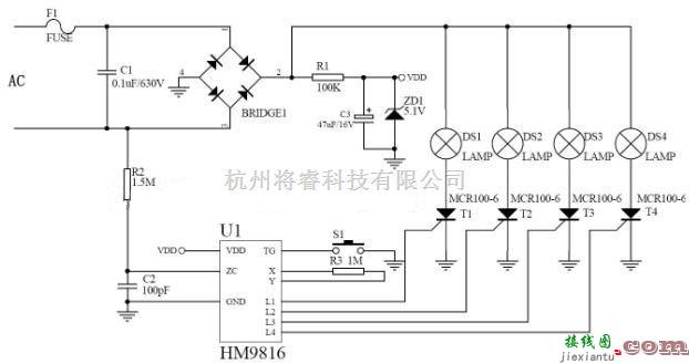 LED电路中的圣诞彩灯控制电路图  第1张