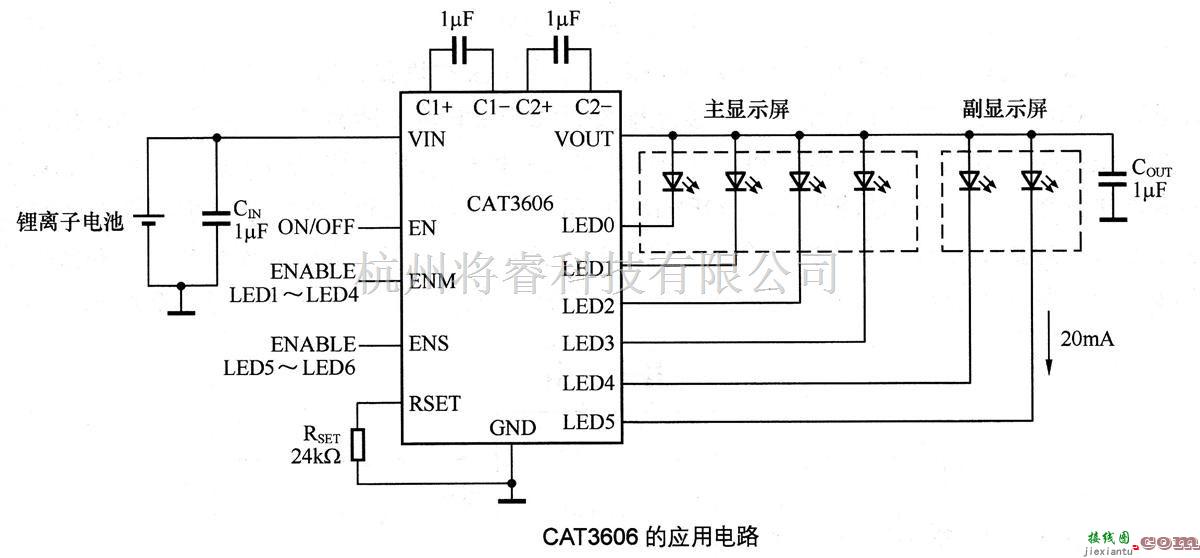 LED电路中的CAT3606的应用电路  第1张