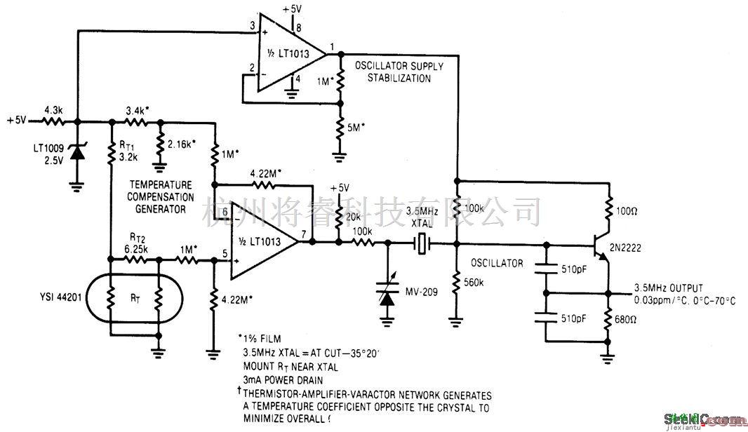 基础电路中的低功率5V驱动的温度补偿晶体振荡器电路  第1张