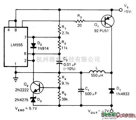 电源电路中的+5V到-7V电路  第1张